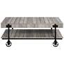 6_Acres 47 1/4"W Black and Natural Tone 1-Shelf Coffee Table more views