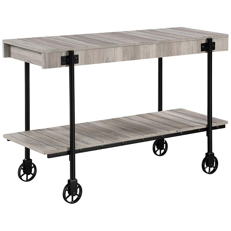 Image 2 Acres 47 1/4"W Black and Natural Tone 1-Shelf Console Table