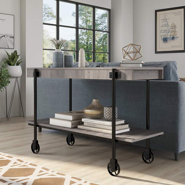 Image 5 Acres 47 1/4"W Black and Natural Tone 1-Shelf Console Table more views