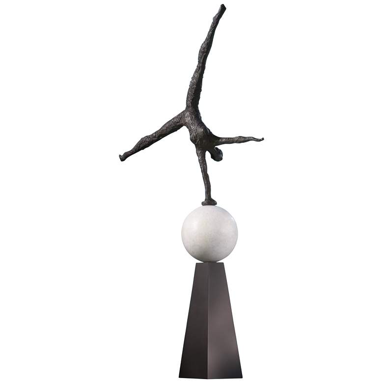 Image 1 Acrobat on Marble Ball 25" High Iron Tabletop Sculpture