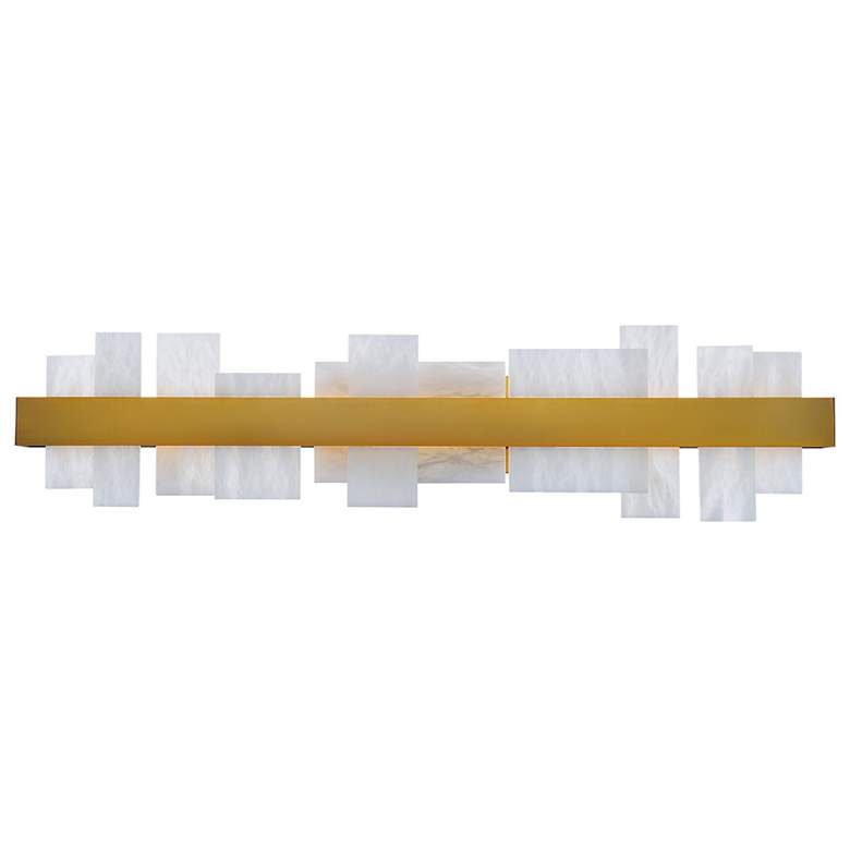 Image 2 Acropolis 9"H x 37.38"W 1-Light Linear Bath Bar in Aged Brass