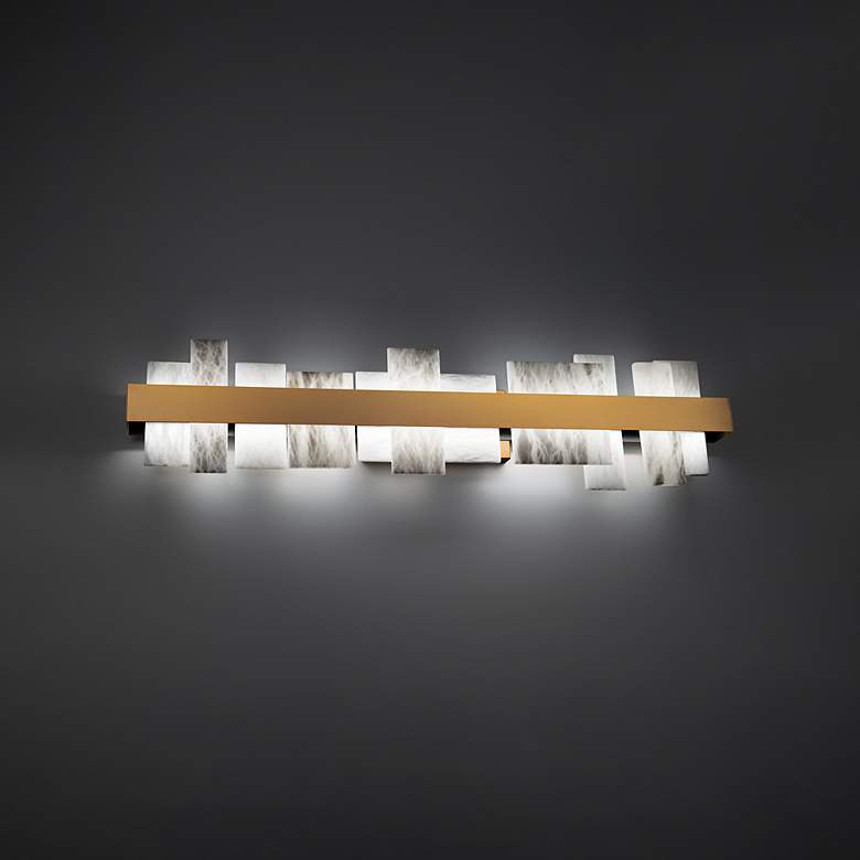 Image 1 Acropolis 9"H x 37.38"W 1-Light Linear Bath Bar in Aged Brass