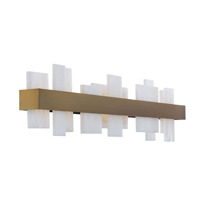 Image 3 Acropolis 9"H x 37.38"W 1-Light Linear Bath Bar in Aged Brass more views