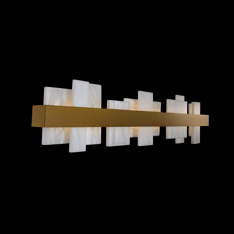 Image 4 Acropolis 9"H x 37.38"W 1-Light Linear Bath Bar in Aged Brass more views