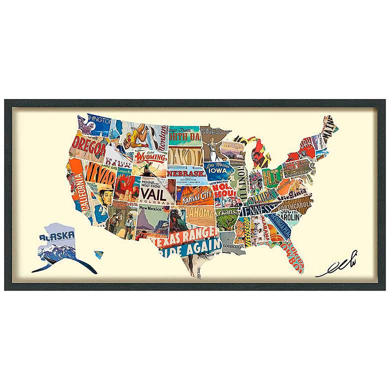Image 1 Across America 48 inch Wide Dimensional Collage Framed Wall Art