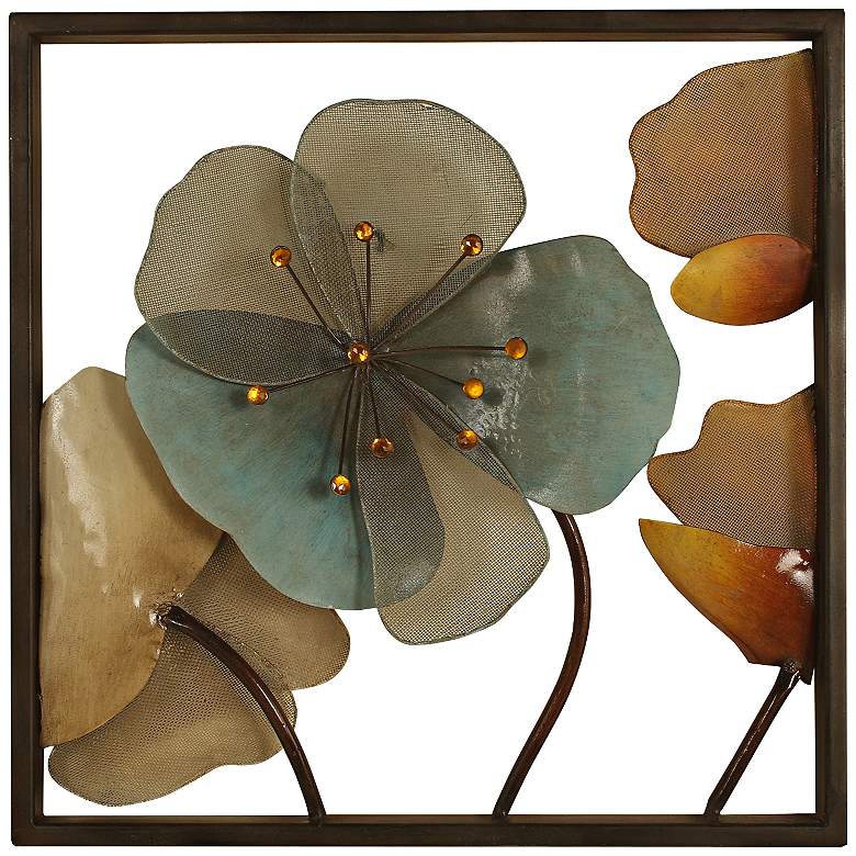 Image 1 Acrylic Flowers 16 inch Square Metal Framed Wall Art