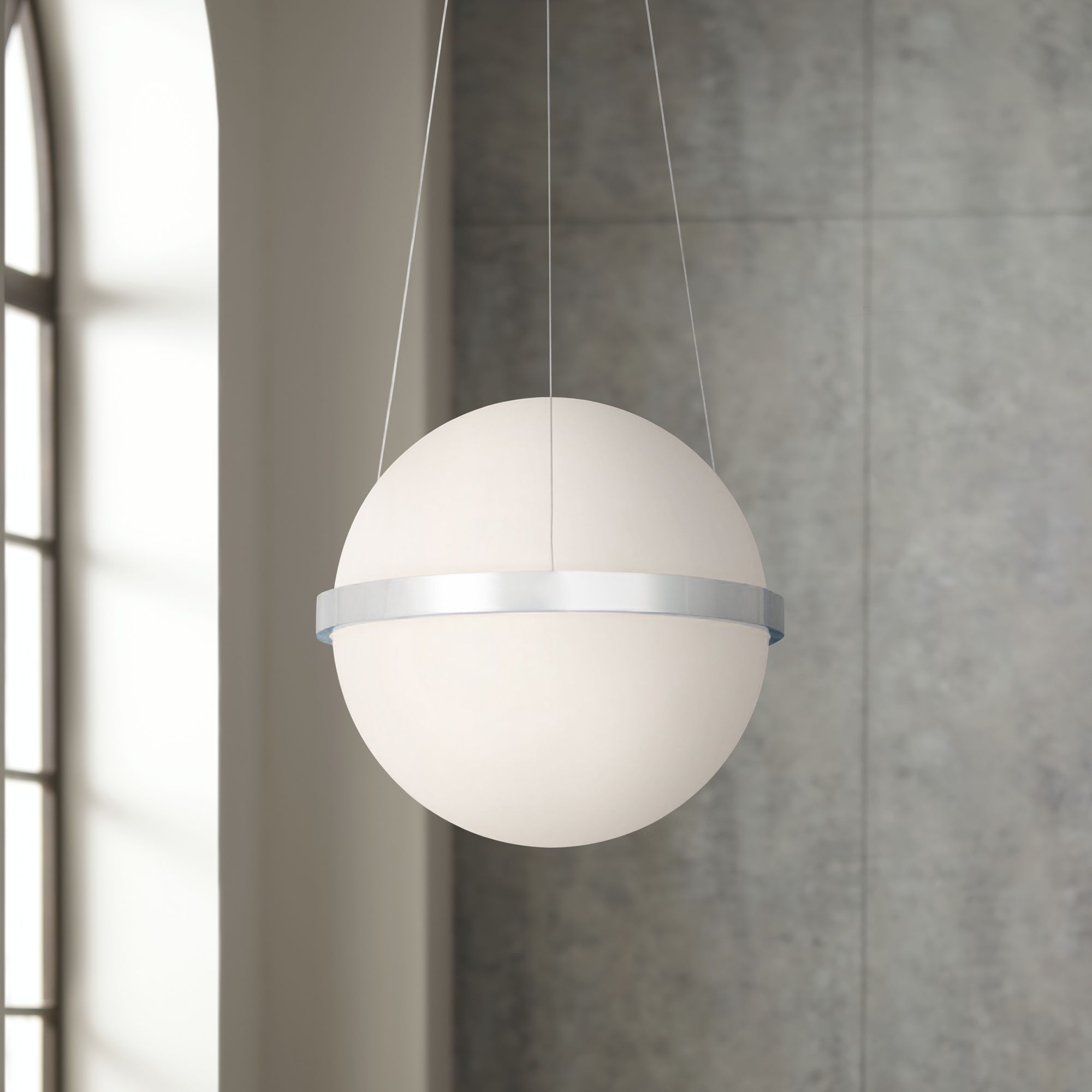 chrome orb pendant light