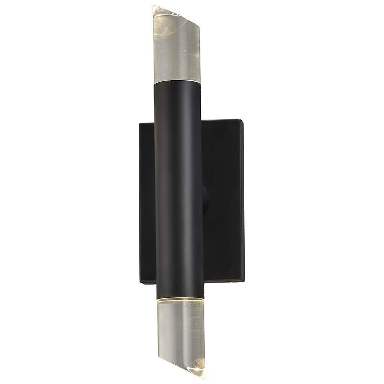 Image 1 Acryluxe™ Kyber 15 3/4"H Black 2-Light LED Wall Sconce