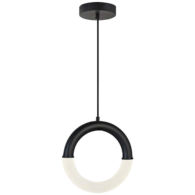 Image 2 Acryluxe&#8482; Revolve 10 1/4 inch Wide Black LED Mini Pendant