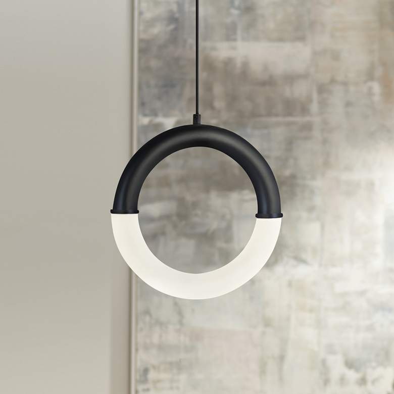 Image 1 Acryluxe™ Revolve 10 1/4" Wide Black LED Mini Pendant