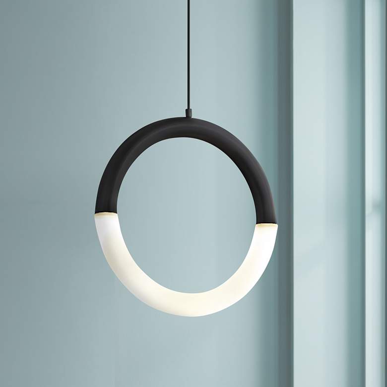 Image 1 Acryluxe™ Revolve 17 3/4" Wide Black LED Pendant Light
