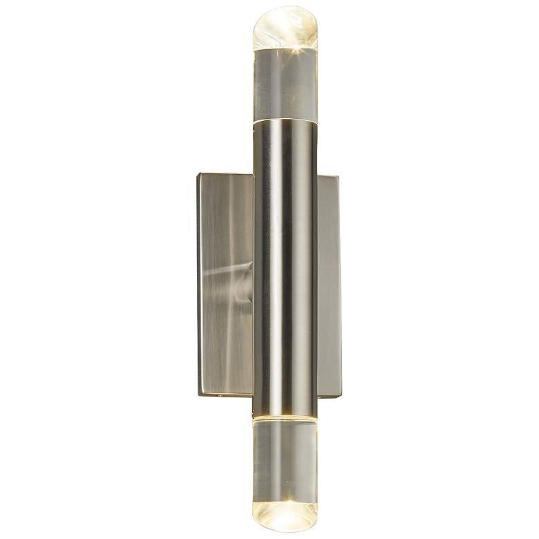 Image 1 Acryluxe™ Kyber 15 3/4" High Nickel 2-Light LED Sconce