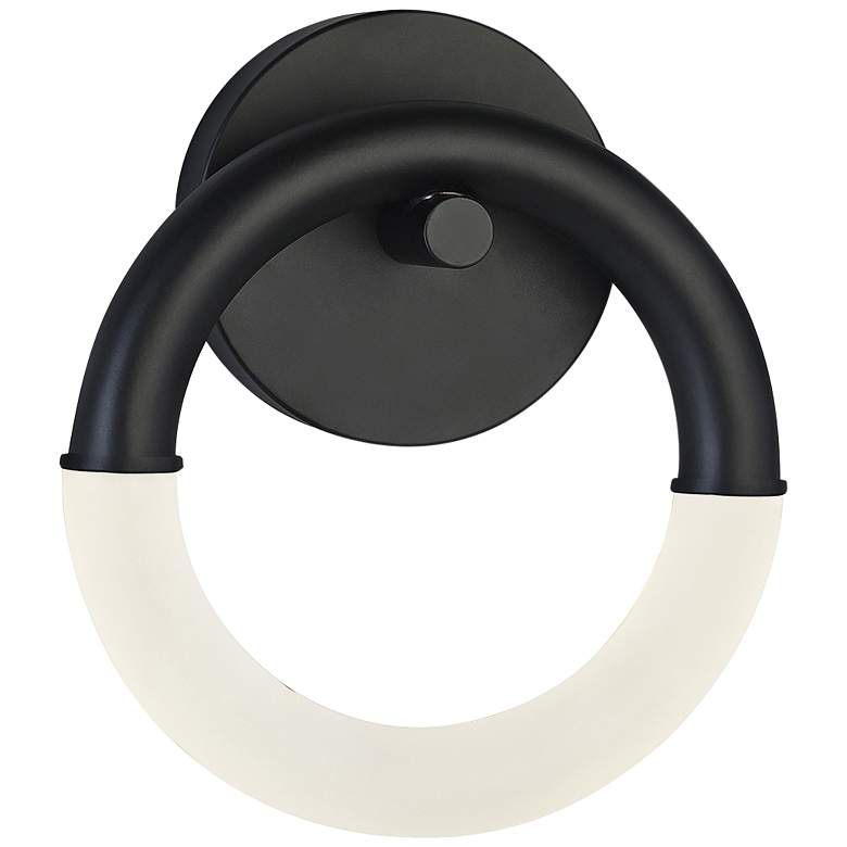 Image 1 Acryluxe™ Revolve 11 1/2"H Matte Black LED Wall Sconce