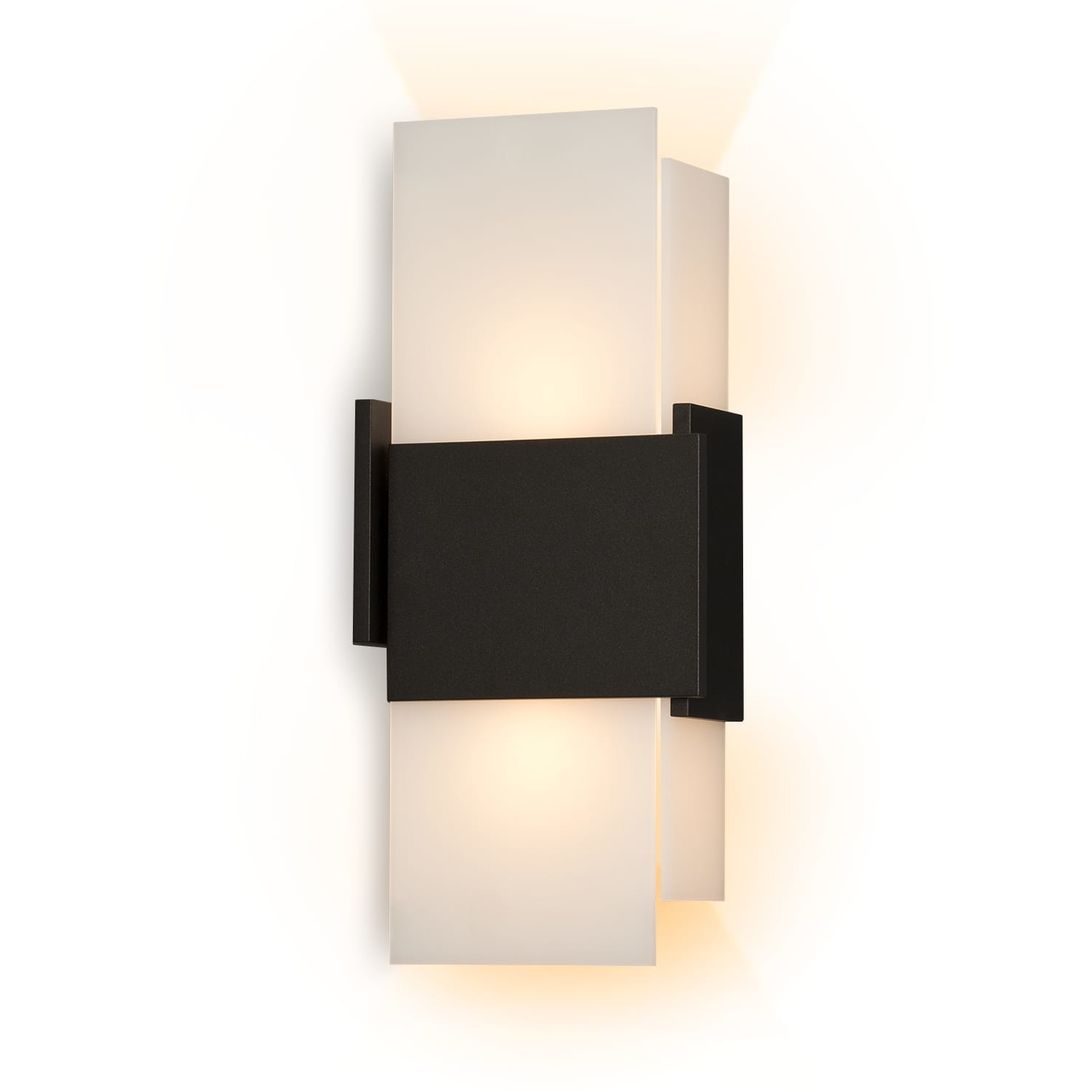 Image 2 Acuo 7"W Textured Black Outdoor LED Sconce with Frosted Shade more views