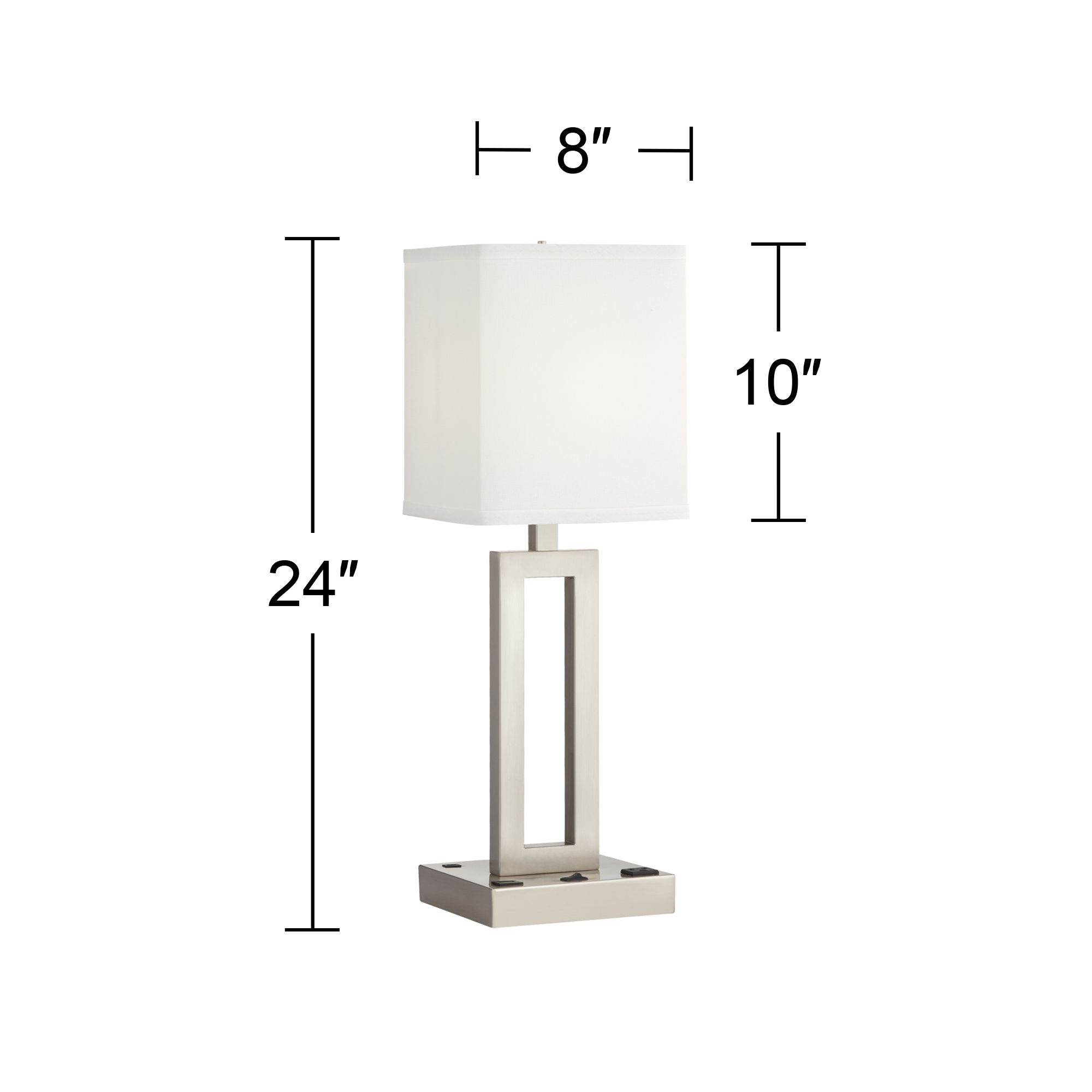Acuous Brushed Nickel Finish Accent Table Lamp with USB Port and Outlet 84V20 Lamps Plus