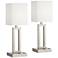 Acuous Brushed Nickel Finish Modern USB Table Lamps - Set of 2