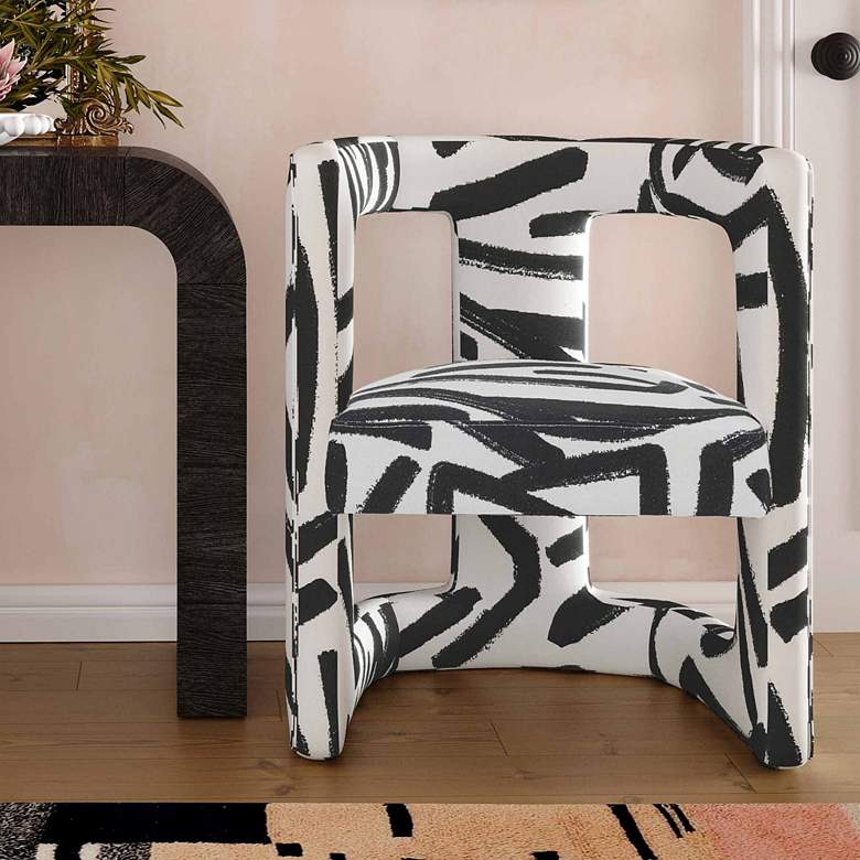 Image 2 Ada Black and White Velvet Sculpture Accent Chair