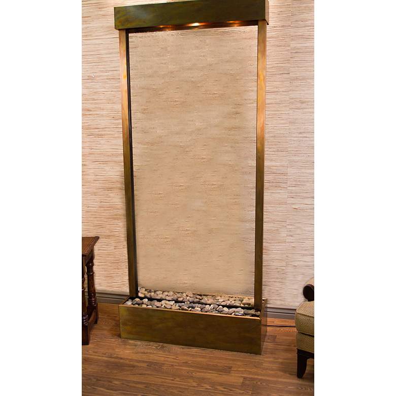 Image 1 Adaglo Tranquil River 90" Glass and Copper Wall Fountain with Light