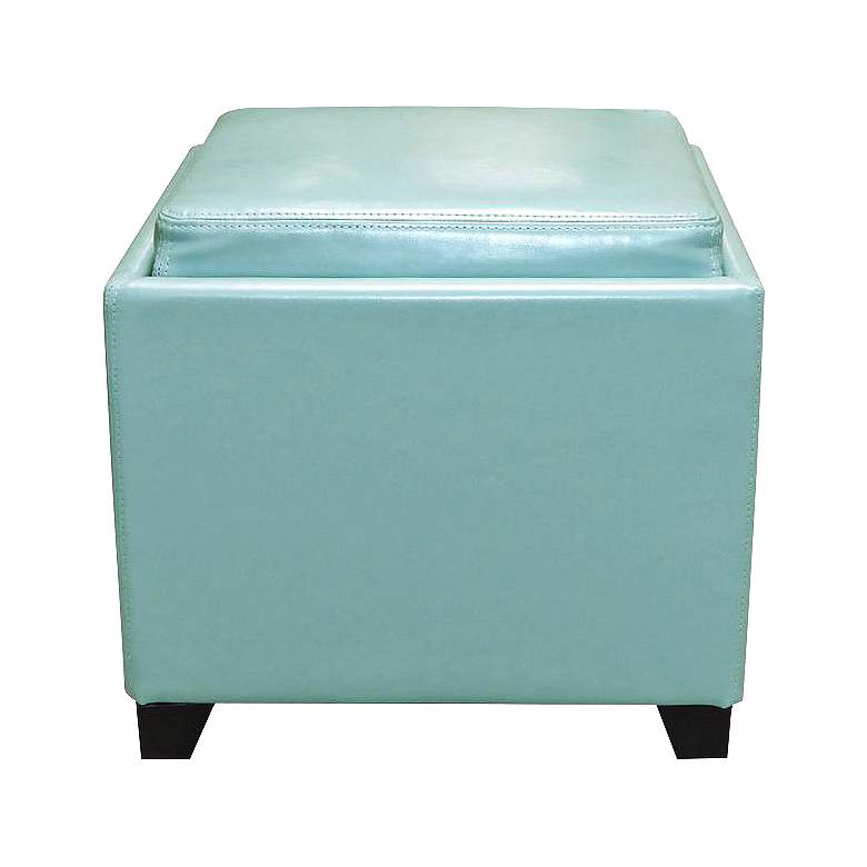 Image 1 Adair Contemporary Blue Storage Ottoman with Tray