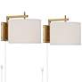 Adair Warm Brass Plug-In Wall Lamps Set of 2 w/ Smart Socket