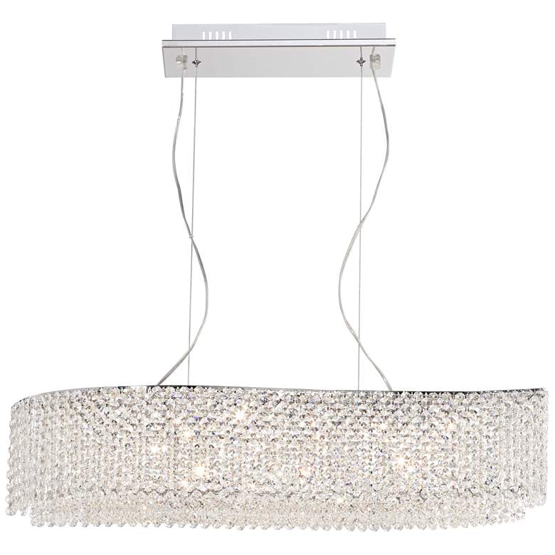 Image 2 Adali Curve 32 inch Wide Clear Crystal Linear Chandelier