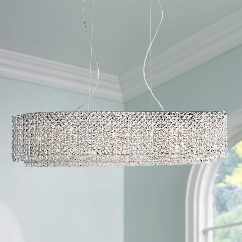 Image 1 Adali Curve 32 inch Wide Clear Crystal Linear Chandelier