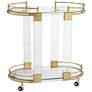 Adaline 29 1/2" Wide Clear Acrylic and Gold Oval Bar Cart in scene