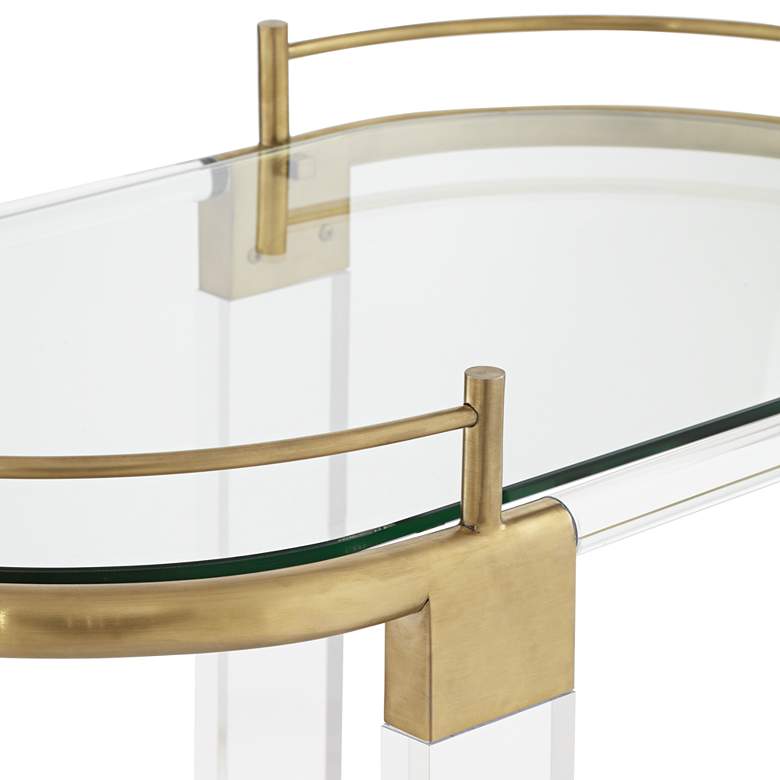 Image 4 Adaline 29 1/2" Wide Clear Acrylic and Gold Oval Bar Cart more views