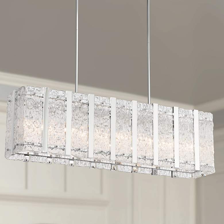 Image 1 Adaline 35 1/4" Wide Glass Kitchen Island Light Pendant