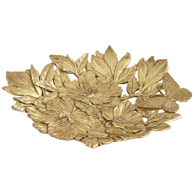 Image 1 Adaline Shiny Gold Decorative Floral Openwork Plate