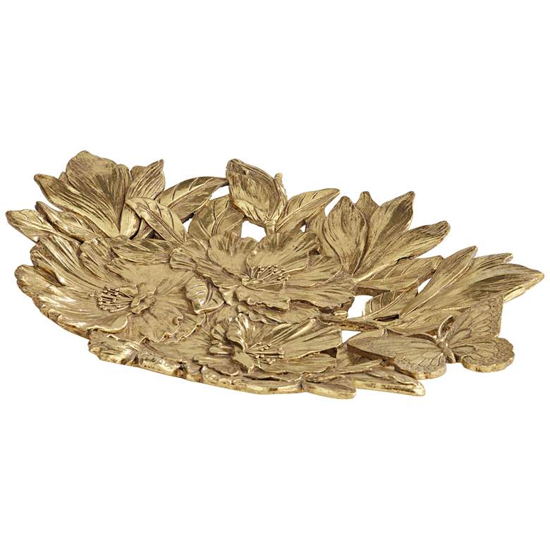 Image 4 Adaline Shiny Gold Decorative Floral Openwork Plate more views