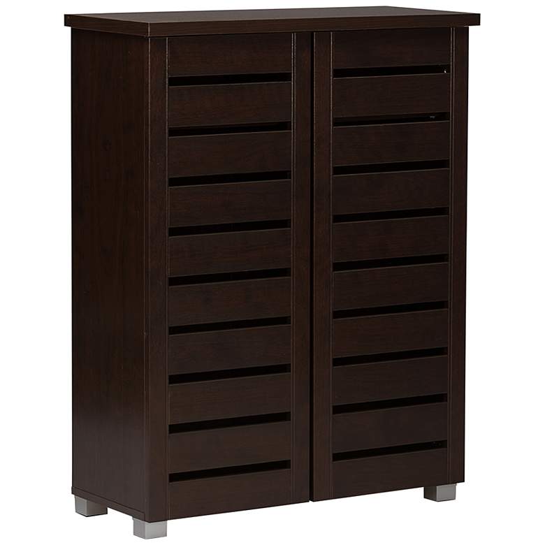 Image 2 Adalwin 30" Wide Dark Brown Wood 2-Door Shoe Storage Cabinet
