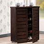 1_Adalwin 30" Wide Dark Brown Wood 2-Door Shoe Storage Cabinet