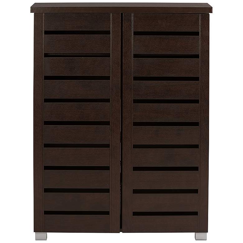 Image 3 Adalwin 30" Wide Dark Brown Wood 2-Door Shoe Storage Cabinet more views