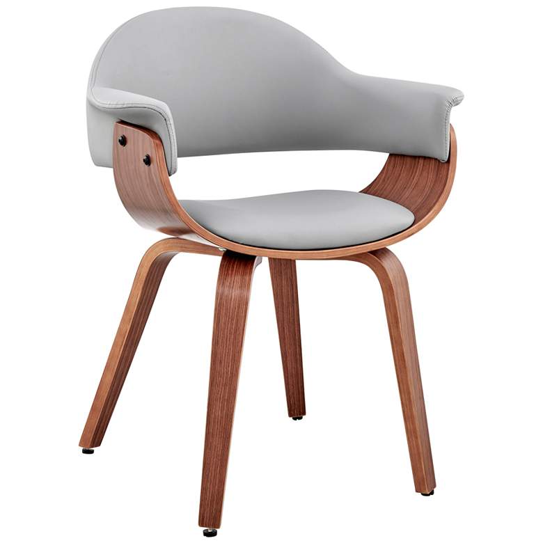 Image 1 Adalyn Dining Accent Chair in Gray Faux Leather and Walnut Wood