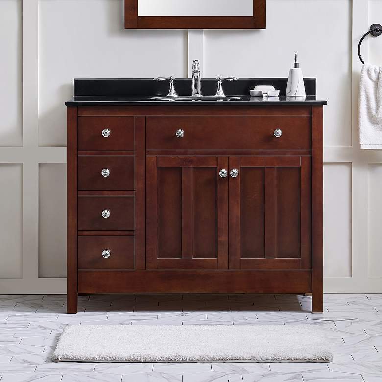 Image 1 Adam 42" Wide Dark Cherry 2-Door Single Sink Vanity
