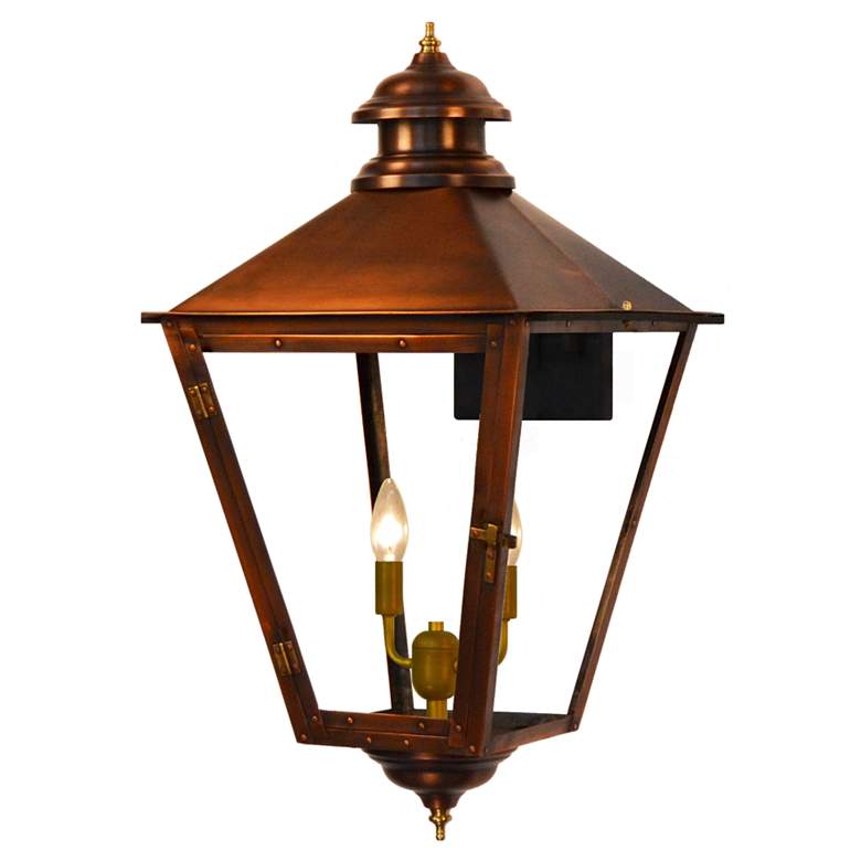 Image 3 Adam Street 19" Tall Copper Electric Wall Mount Outdoor Lantern Sconce more views