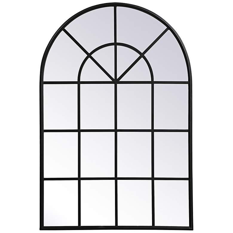 Image 2 Adames Black 31 1/2" x 47 1/4" Windowpane Wall Mirror