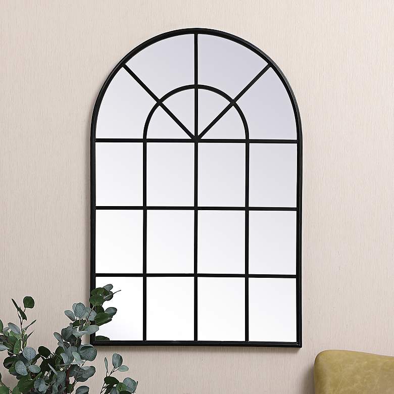 Image 1 Adames Black 31 1/2" x 47 1/4" Windowpane Wall Mirror
