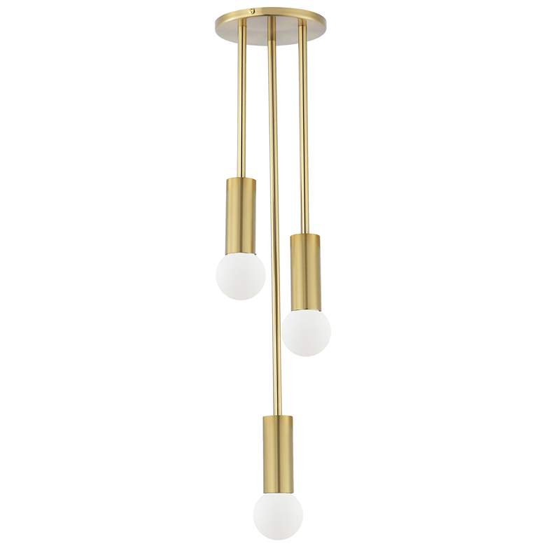 Image 1 Adams 6" Wide 3 Light Aged Brass Pendant