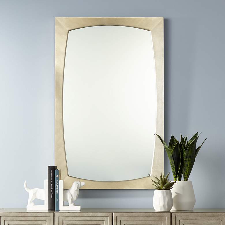 Image 1 Adams Silver Painted Frame 24 inch x 38 inch Wall Mirror