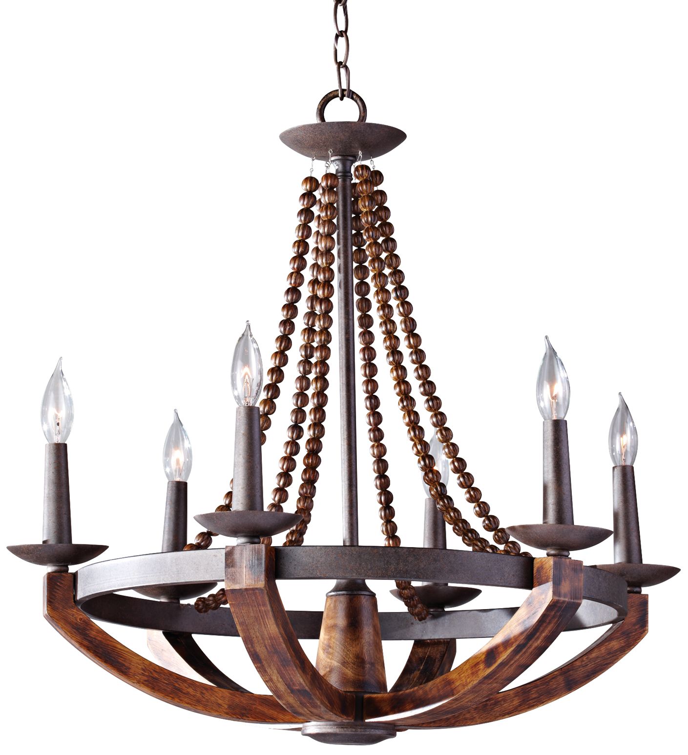 Adan 26 1/2" Wide Rustic Iron Beaded 6-Light Chandelier