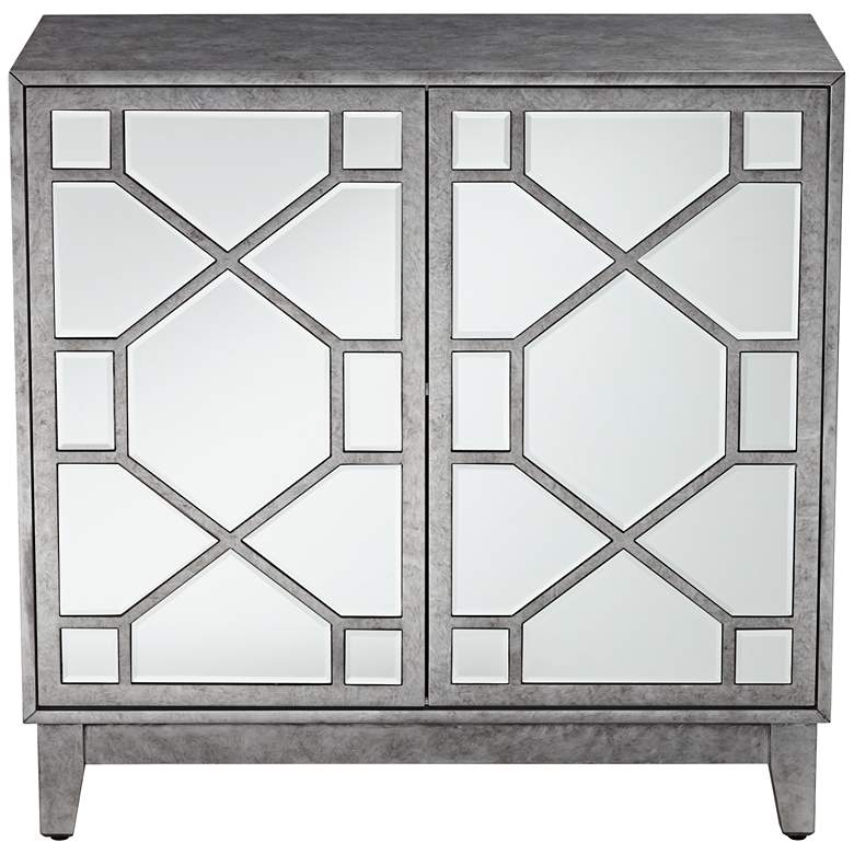 Image 6 Adana 35 inch Wide 2-Door Gray Mirrored Cabinet by Studio 55D more views