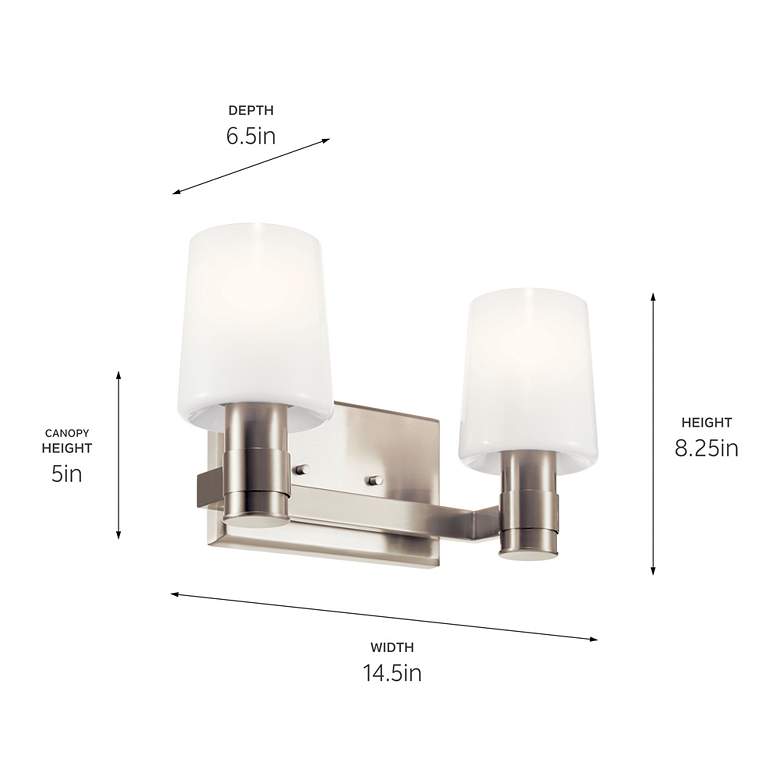 Image 5 Adani 14.5 Inch 2 Light Vanity in Brushed Nickel more views