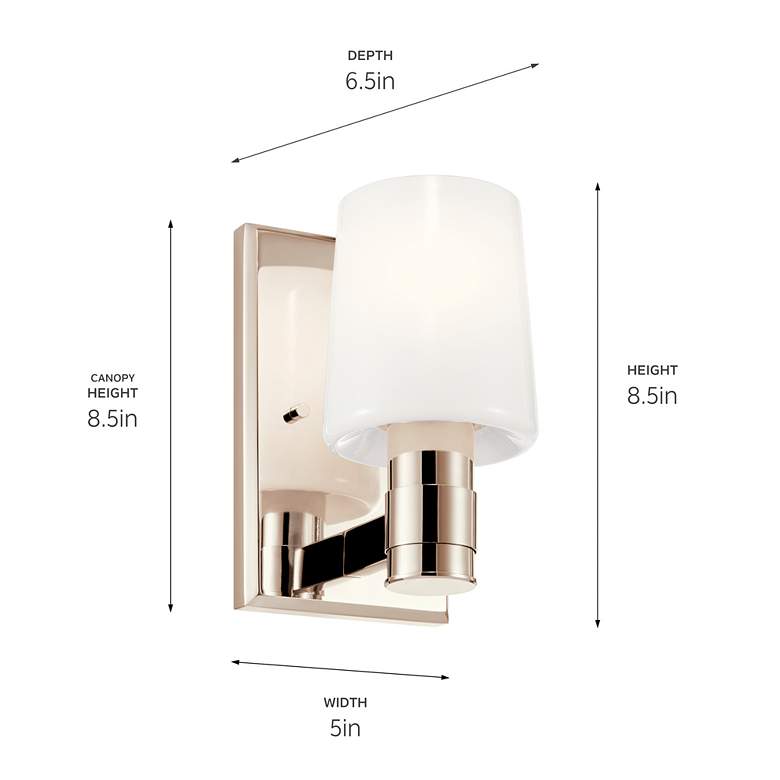 Image 6 Adani 8.5 Inch 1 Light Vanity in Polished Nickel more views