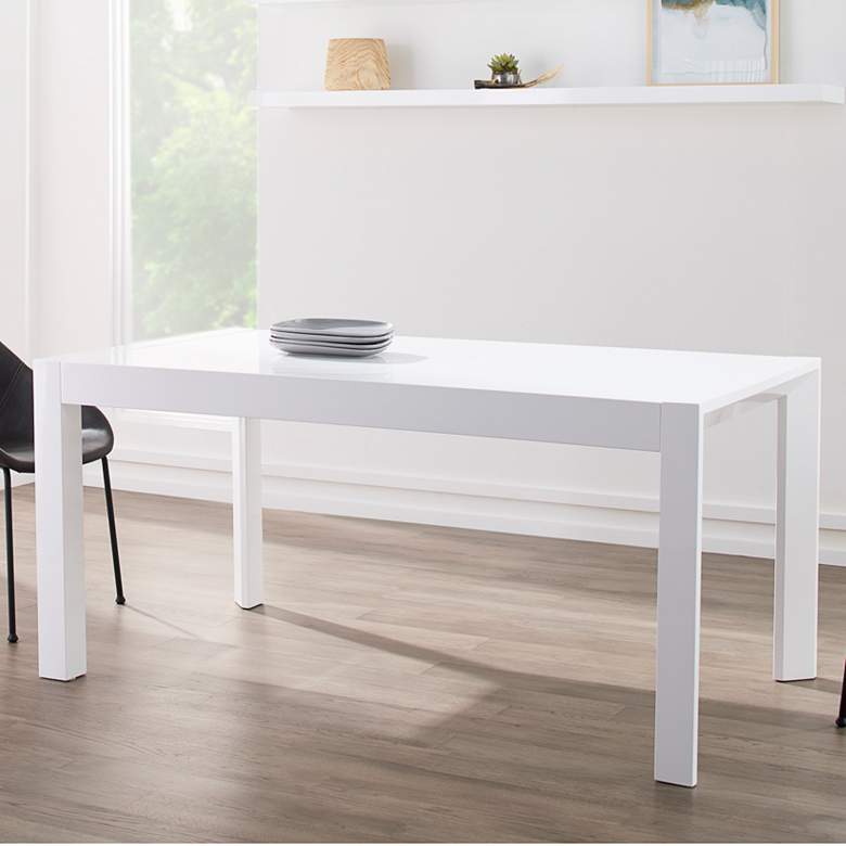 Image 2 Adara 63" Wide White Lacquered Wood Rectangular Dining Table