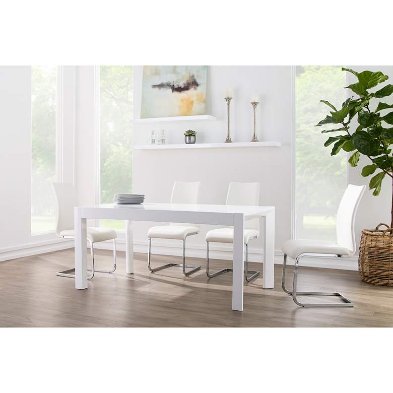 Image 6 Adara 63 inch Wide White Lacquered Wood Rectangular Dining Table more views