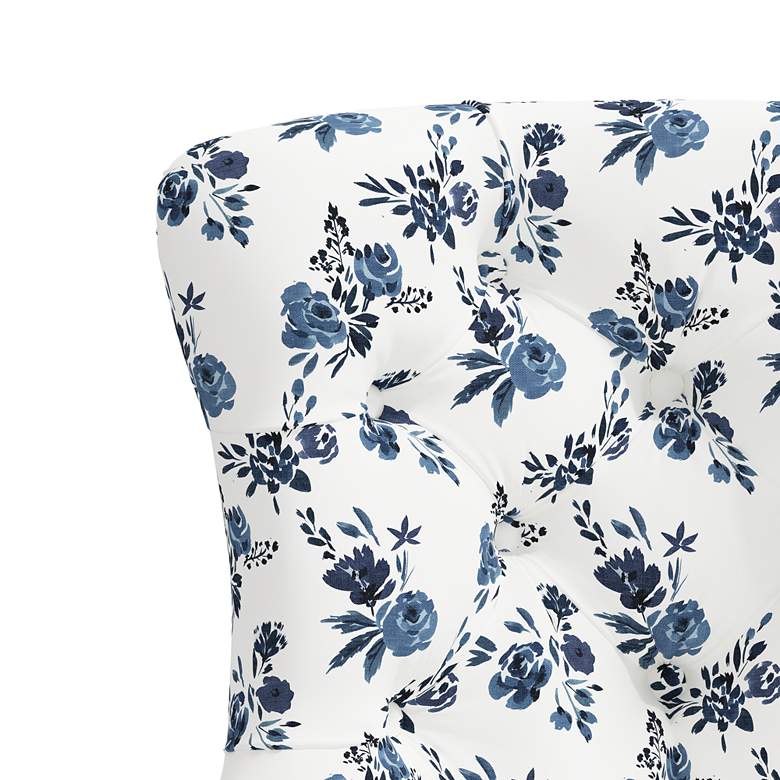 Image 2 Adara White Blue Wildflower Fabric Accent Chair more views
