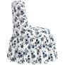 Adara White Blue Wildflower Fabric Accent Chair