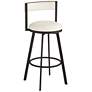 Adaya 25 1/2" Black Metal and White Faux Leather Swivel Counter Stool
